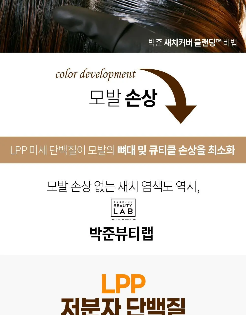 [새치&뿌리염색]박준뷰티랩 미용실 새치커버 염색약 300ml 대용량(4컬러) 상세페이지 6